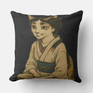 Ukiyo-e style calico cat cover kussen