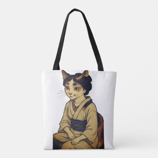 Ukiyo-e style calico cat tote bag (Dos)