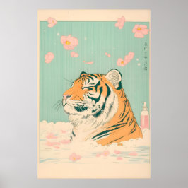 Ukiyo-e Tiger in Bathtub Print Japanese Bathroom