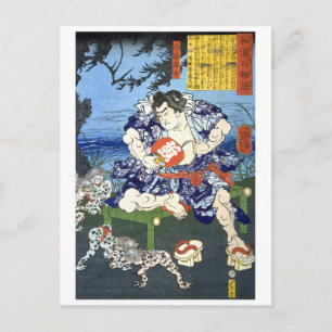 ukiyoe - 和漢百物語 Nr.11 - 白藤源太 - Briefkaart