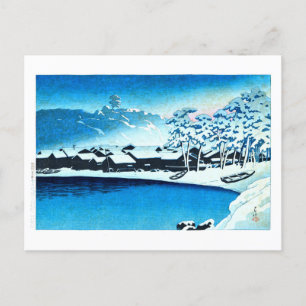 ukiyoe [hasui] C28 Dawn sneeuw in de haven van Ogi Briefkaart