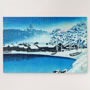 ukiyoe [hasui] C28 Dawn sneeuw in de haven van Ogi Legpuzzel