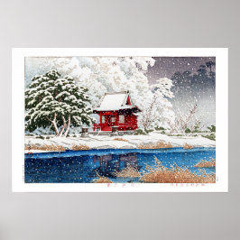 ukiyoe - hasui - m06 - Sneeuw bij de ingang van he Poster