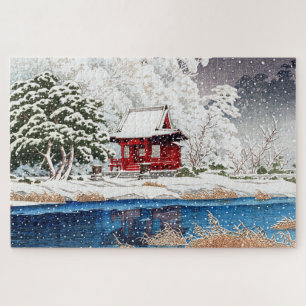 ukiyoe - hasui - m06 - sneeuw bij Shrine Entrance Legpuzzel