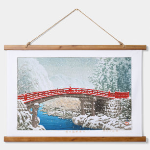 ukiyoe - hasui - m12 - sneeuw op de Shinkyo Bridge Hangend Wandkleed
