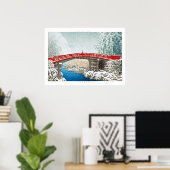 ukiyoe - hasui - m12 - sneeuw op de Shinkyo Bridge Poster (Thuiskantoor)