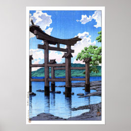 ukiyoe hasui n20 Gozanoishi-heiligdom bij Tazawame Poster