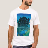 ukiyoe hasui No55 Takinogawa and Crescent Moon T-shirt (Voorkant)