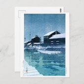 ukiyoe - hasui - No.40 Snow at Kiba - Briefkaart (Voorkant / Achterkant)