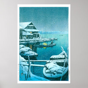 ukiyoe - hasui - Nr.27 Sneeuw bij Mukōjima - Poster
