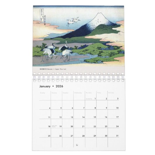 ukiyoe [hokusai] Zesendertig Uitzicht van de berg  Kalender (Jan 2026)