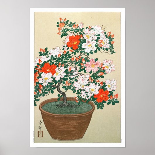 Ukiyoe [Koson] Azalea in Pot (XS) Poster (Voorkant)