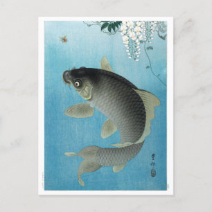 Ukiyoe [Koson] Carp Leaping Briefkaart