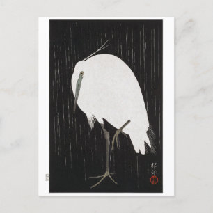 Ukiyoe [Koson] Egret in Regen Briefkaart