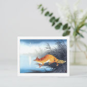 Ukiyoe [Koson] Fox door het Moonlit Water Briefkaart (Staand voorkant)