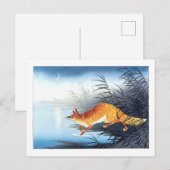 Ukiyoe [Koson] Fox door het Moonlit Water Briefkaart (Voorkant / Achterkant)