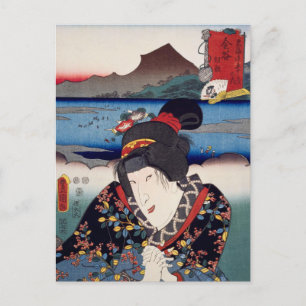 ukiyoe [Toyokuni] 34-24 Asagao bij Kanaya Briefkaart