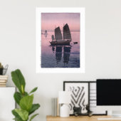 ukiyoe - Yoshida - 12 - Sailing Boats-Evening - Poster (Thuiskantoor)