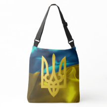 Ukraine 3D Flag and Tryzub Crossbody Canvas tas