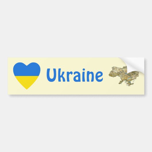 Ukraine Coeur drapeau + Sticker pare-chocs carte (Devant)