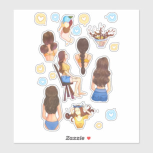 Ukraine filles mignonnes stickers bleu et jaune