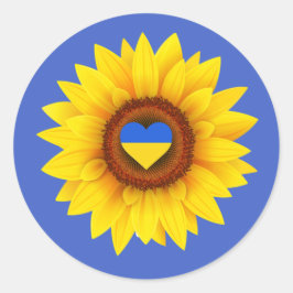 Ukraine Flag, Sunflower, & Heart (blue & yellow) Ronde Sticker