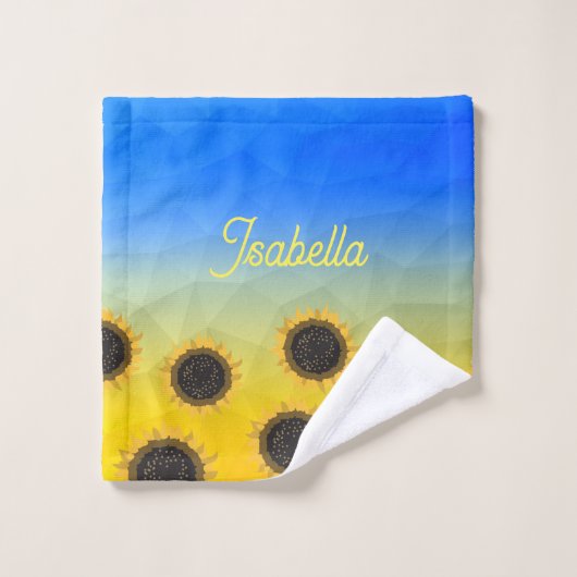 Ukraine géométrie maillage motif Fleurs Votre nom (Gant de toilette)