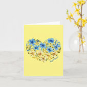Ukraine Strong : Carte Coeur Courageuse (Fleur jaune)