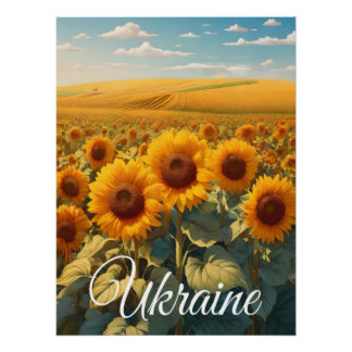 Ukraine Sunflower Field Travel Poster Perfect Poster