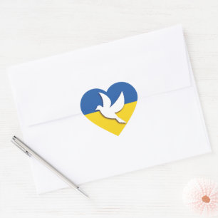 UKRAÏNE TWEEKLEURIGE DUIF VAN DE VREDE IN KLEUREN HART STICKER