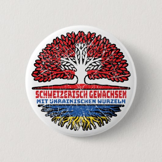 Ukraine Ukrainisch Schweizer Schweiz Baum Wurzel Ronde Button 5,7 Cm (Voorkant)