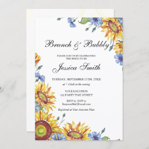 Ukraine Watercolor Brunch et Bubbly Invitation