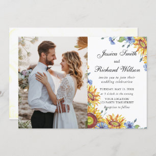 Ukraine Watercolor Mariage PHOTO Invitation