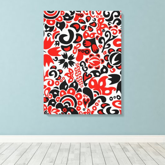 Ukrainian ethnic folk art floral pattern absrtact  canvas afdruk (Insitu (Houten vloer))