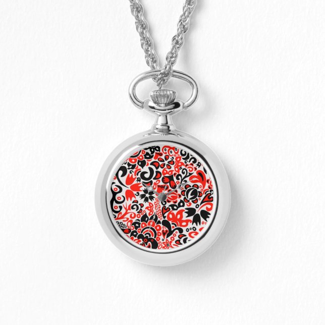 Ukrainian ethnic folk art floral pattern absrtact  horloge (Voorkant)