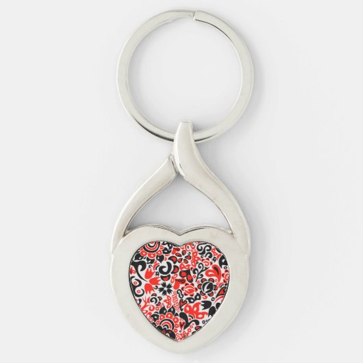 Ukrainian ethnic folk art floral pattern absrtact  sleutelhanger (Voorkant)