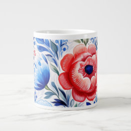 Ukrainian folk art pattern X-Large Coffee Mug Extra Grote Beker