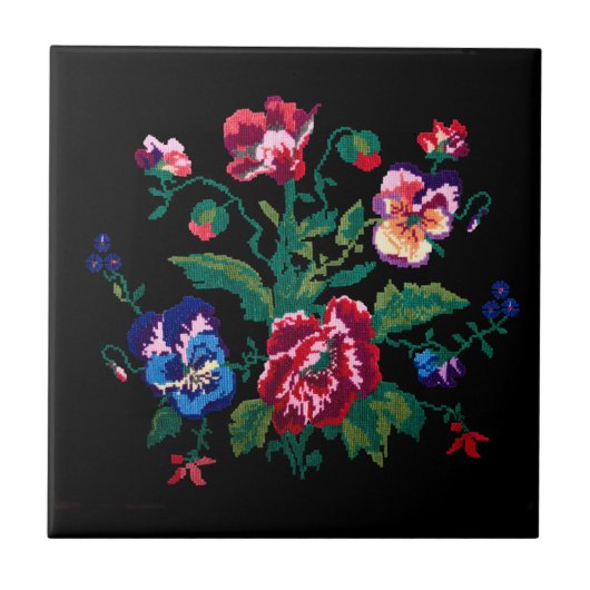 Ukrainian traditional vushuvanka folk art pattern tegeltje (Voorkant)