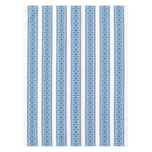 Ukrainian traditional vushuvanka folk pattern blue tafelkleed (Voorkant)