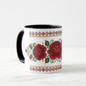 Ukrainian traditional vushuvanka folk pattern rose mok (Voorkant links)