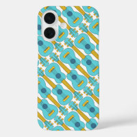 Ukulele blauw en wit patroon