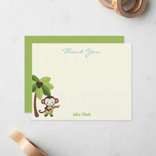 Ukulele Carte de remerciements singe (Devant/Arrière en situation)