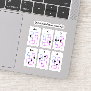 Ukulele Chord Sticker Blad AM C D e m F G