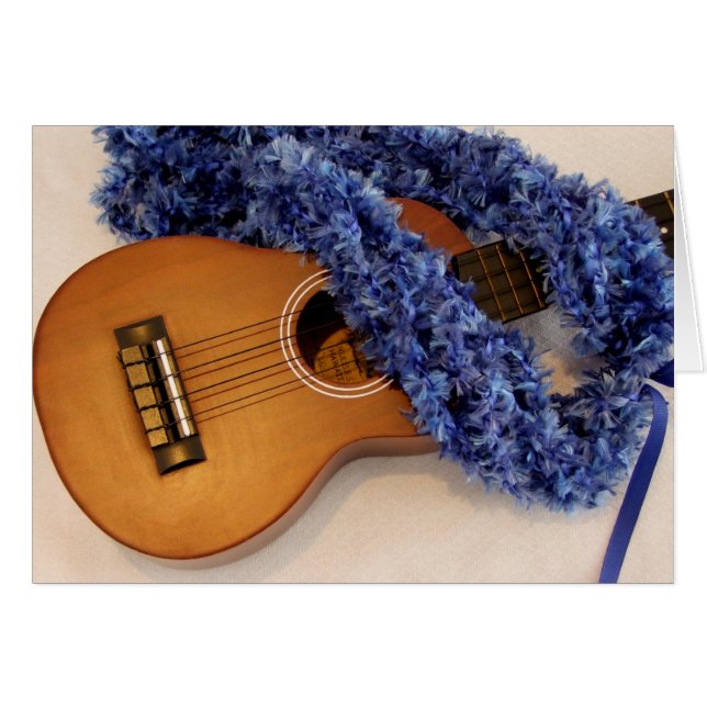 Ukulele en Blue Lei (Voorkant Horizontaal)