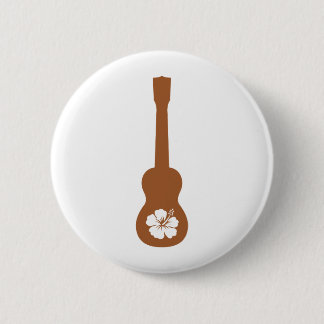 Ukulele en hibisbus ronde button 5,7 cm