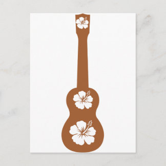 Ukulele en witte hibiscus briefkaart