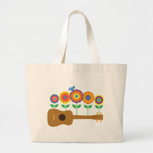 Ukulele Flowers Grote Tote Bag