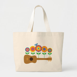Ukulele Flowers Grote Tote Bag