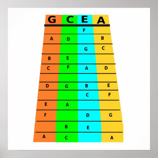 Ukulele Frets en noten Poster (Voorkant)