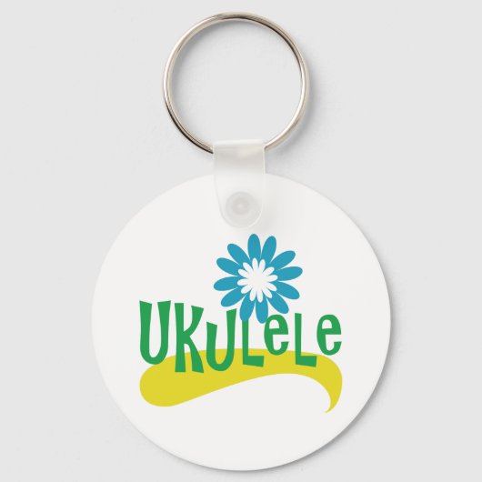 Ukulele Fun Colorful Flower Sleutelhanger (Voorkant)